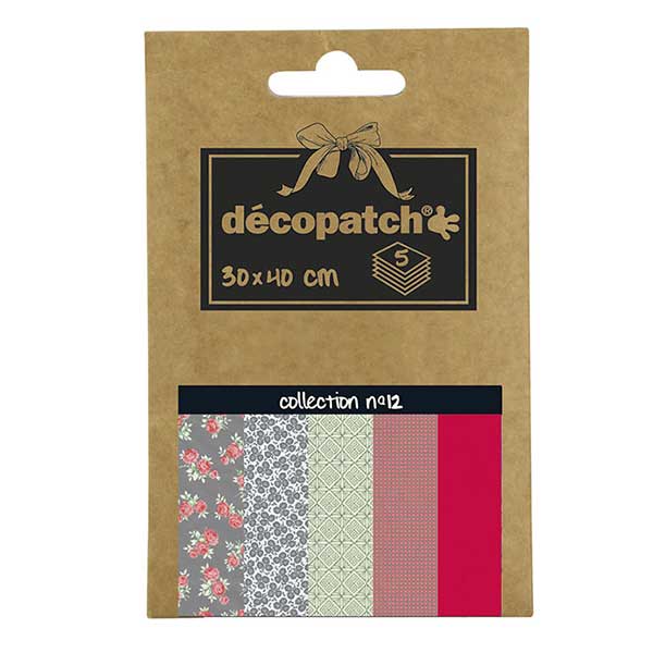 Papeles Décopatch Pocket 30x40 cm 5 hojas - Colección n°12