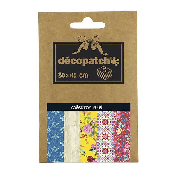 Papeles Décopatch Pocket 30x40 cm 5 hojas - Colección n°13