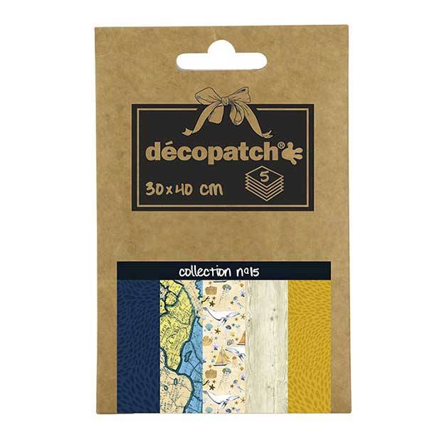 Papeles Décopatch Pocket 30x40 cm 5 hojas - Colección n°15