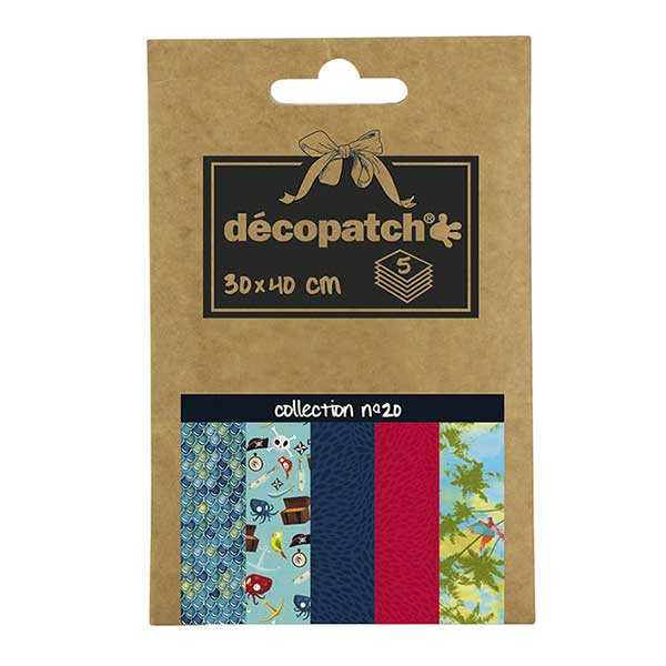 Papeles Décopatch Pocket 30x40 cm 5 hojas - Colección n°20