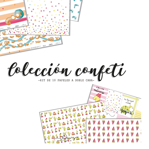 Kit 10 papeles para scrapbooking Colección Confetti de Iriri estudio